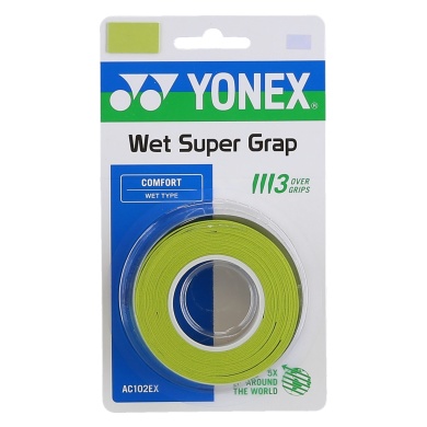 Yonex Overgrip Wet Super Grap 0.6mm (Komfort/glatt/leicht haftend) citrusgrün 3er